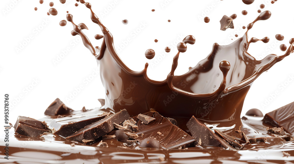 Fototapeta premium Chocolate liquid splash swirl wave isolated on transparent background, png