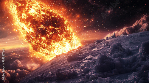 An extraterrestrial meteorite is falling on the North Pole