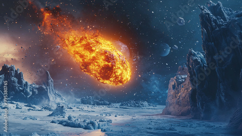 An extraterrestrial meteorite is falling on the North Pole