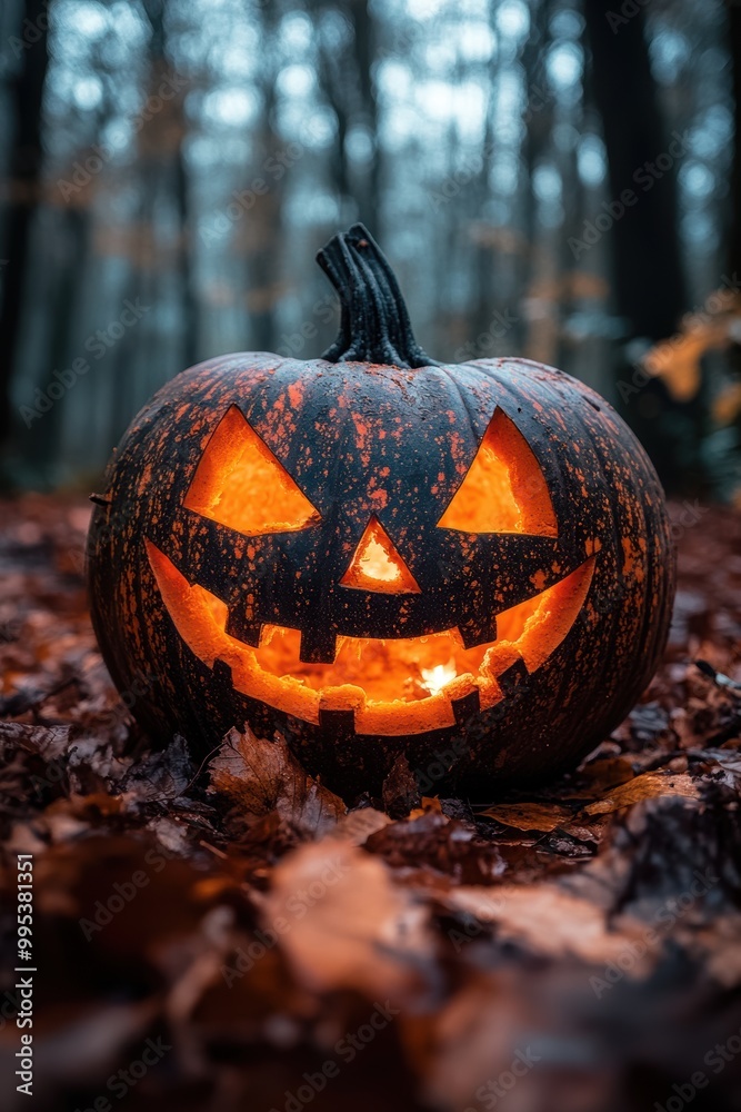 Ghostly lanterns sway in the autumn breeze, casting eerie shapes on the deserted streets of Halloween Ghostly lanterns sway in the autumn breeze, casting eerie shapes on the deserted streets of Halloween