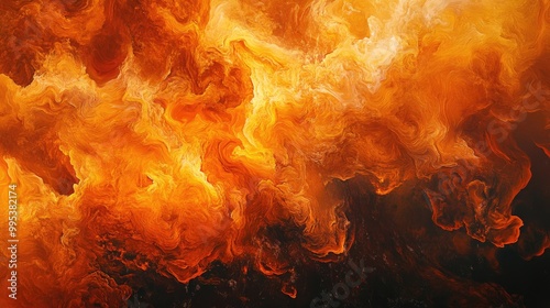 Abstract Fire Flames: Fiery Orange & Yellow Swirls, Burning Abstract Background