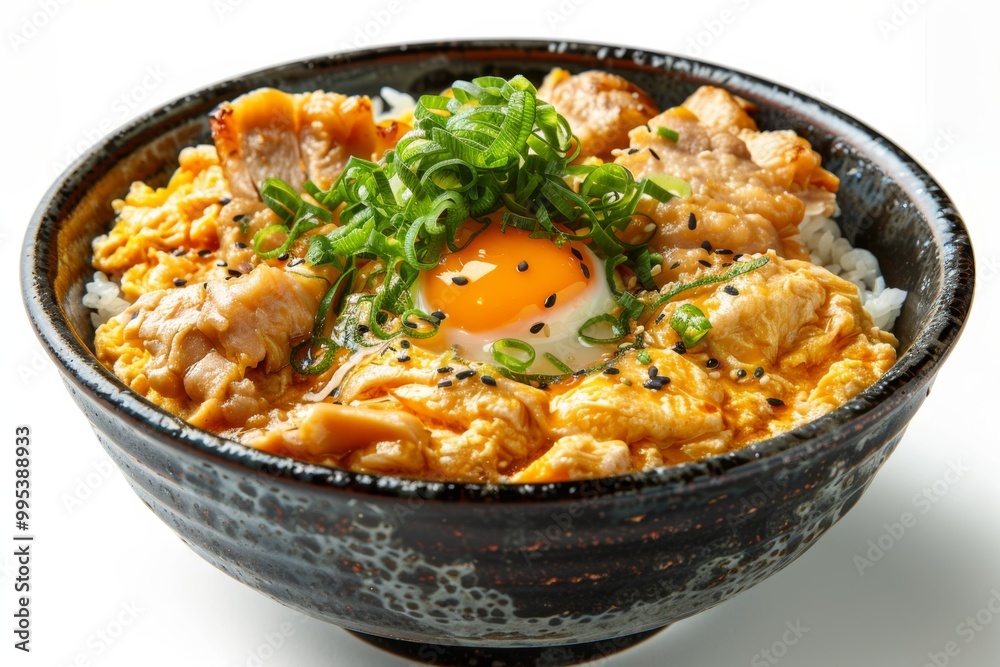 Japanese oyakodon with chicken and egg over rice Japanese oyakodon with chicken and egg over rice