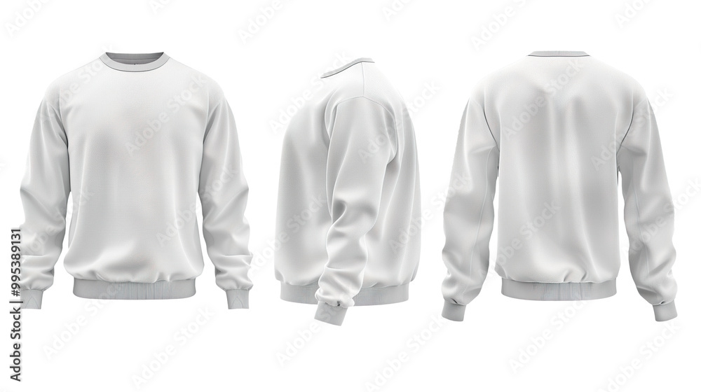 Detailed realistic visuals of white tees sweatshirts isolated on transparent background, png Detailed realistic visuals of white tees sweatshirts isolated on transparent background, png
