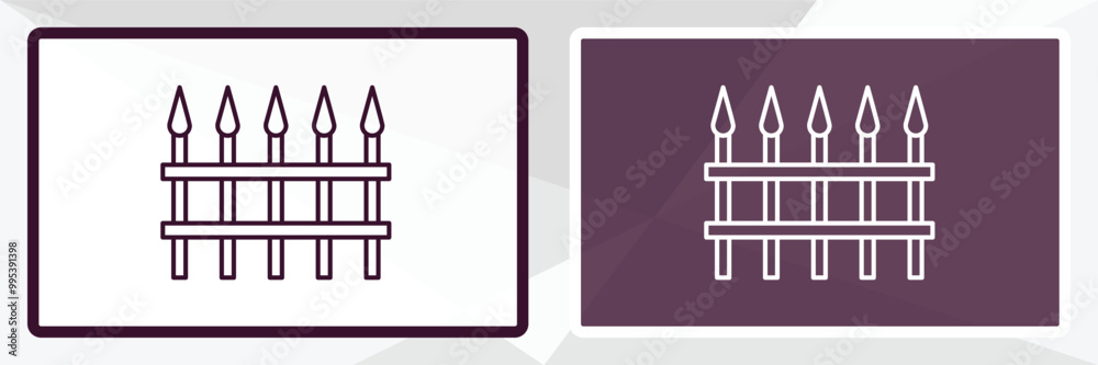 fences outline icon. Linear vector from nature concept. Thin line white and black fences icon isolated on white and dark background