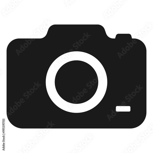 Camera vector black flat icon.
