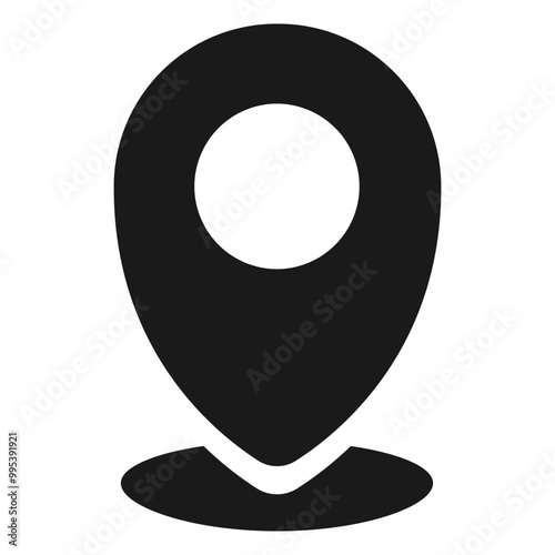 Map pin vector black flat icon.