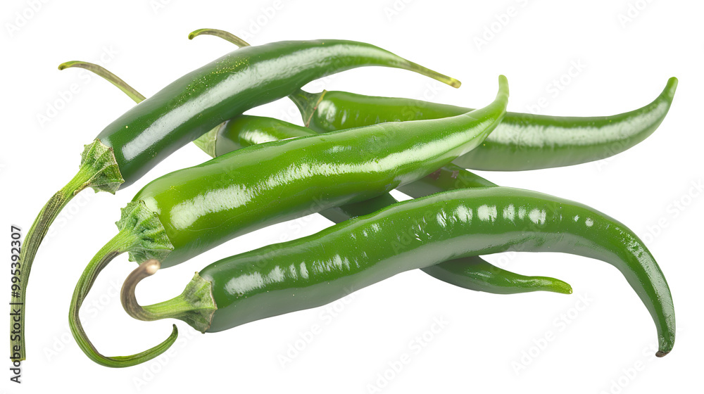 Green chili pepper isolated on transparent background, png