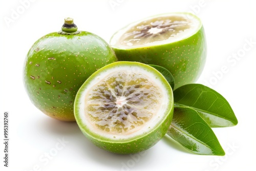 A fresh monk fruit isolated on white