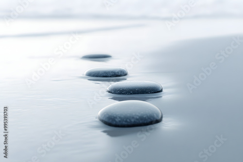 stones stacked in perfect balance, creating a tranquil scene of harmony and relaxation photo