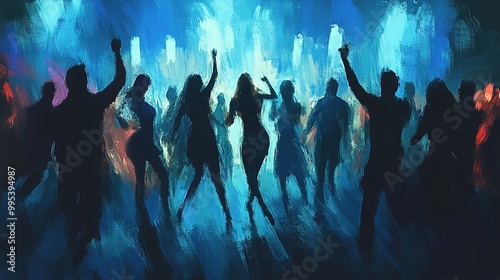 Illustration of People Dancing in a Nightclub photo