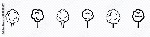 Cotton Candy icon, candy floss linear icon. Cotton candy in different style vector set, Cotton candy doodle illustration. Sugar puffed children dessert, Cotton chocholate Icon.