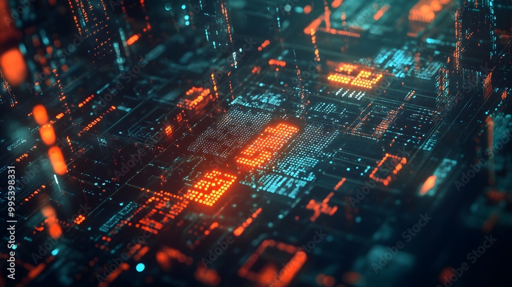 Abstract technological background with various technological ele. Abstract technological background with various technological ele.