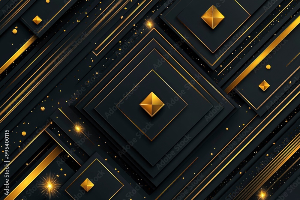 Abstract Black and Gold Geometric Pattern with Diamond Shapes Abstract Black and Gold Geometric Pattern with Diamond Shapes