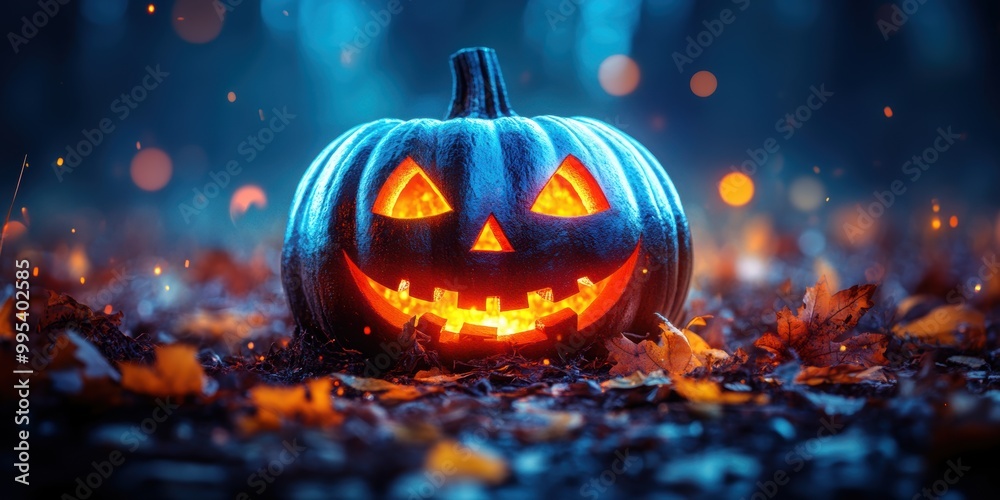 Fototapeta premium Halloween's misty graveyard is silent, yet filled with unseen presence