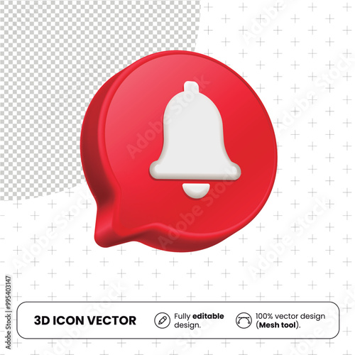 Notification sign bell with 3D speech bubble