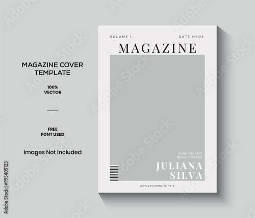 Neutral Minimalist Fashion Magazine Cover Template