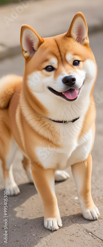 Smiling Shiba Inu Dog on a Walk