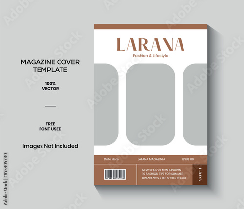White and Brown Clean Minimal Fashion Lifestyle Magazine Cover Template