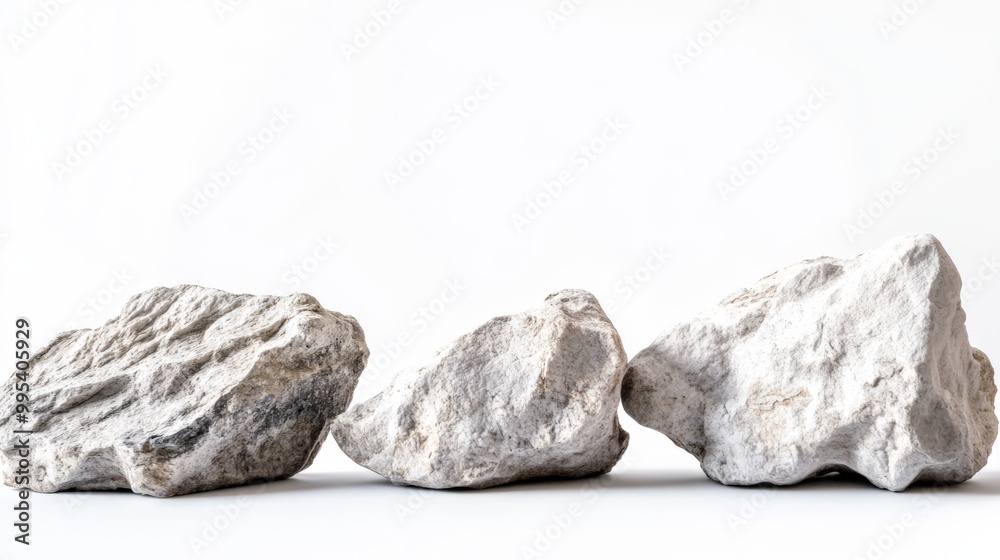 Naklejka premium rocks stones standing alone against a pure white background.