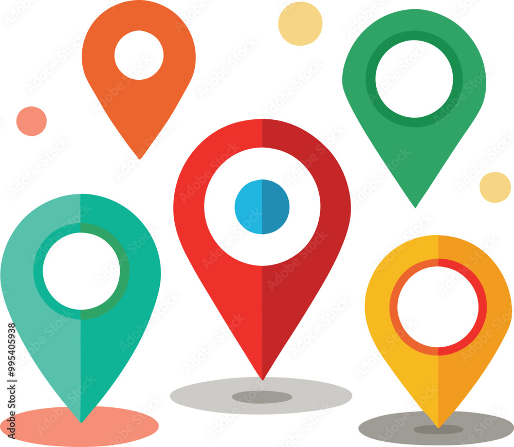 set of map pointers with pins set of map pointers with pins
