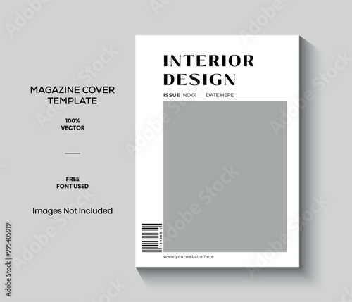 White Interior Design Magazine Cover Template