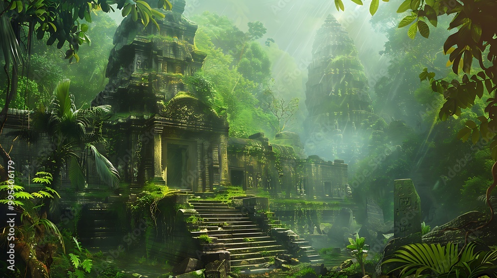Obraz premium Mystical jungle with ancient ruins