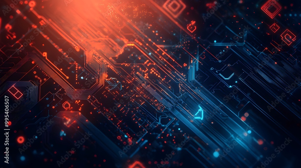 Abstract technological background with various technological ele. Abstract technological background with various technological ele.