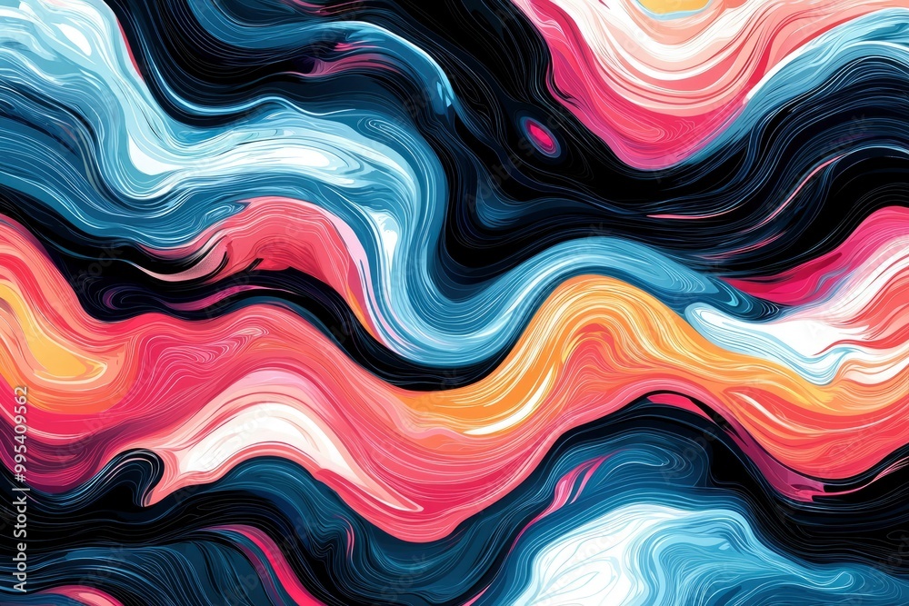 Abstract Art with Wavy Lines in Vibrant Colors Abstract Art with Wavy Lines in Vibrant Colors