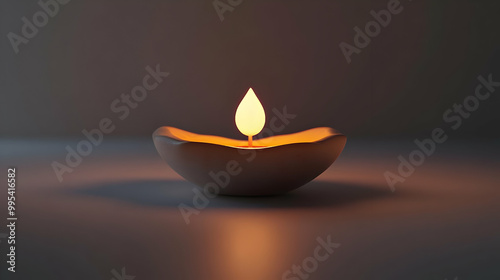 3D Floating Diya with Glowing Light: Gravity Defying Symbol of Bhai Dooj - Traditional Diya Icon on White Background photo