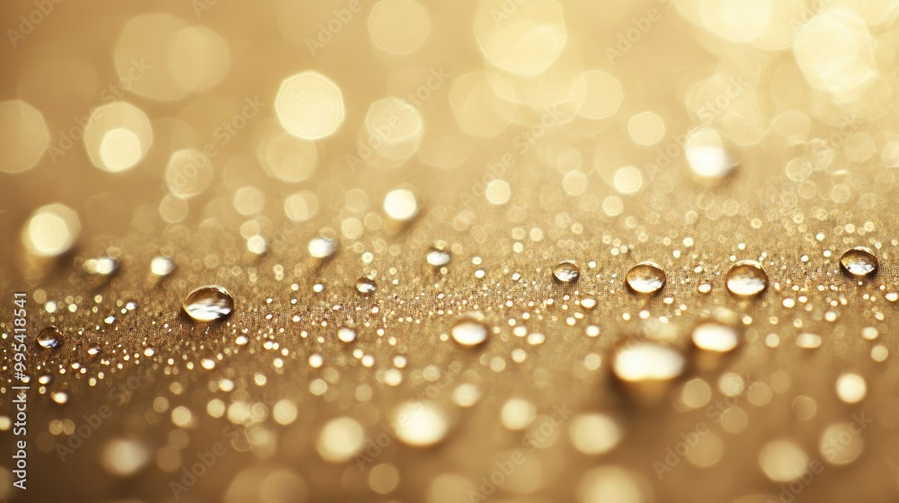 Golden Water Drops & Bokeh - Shimmering Abstract Background Golden Water Drops & Bokeh - Shimmering Abstract Background