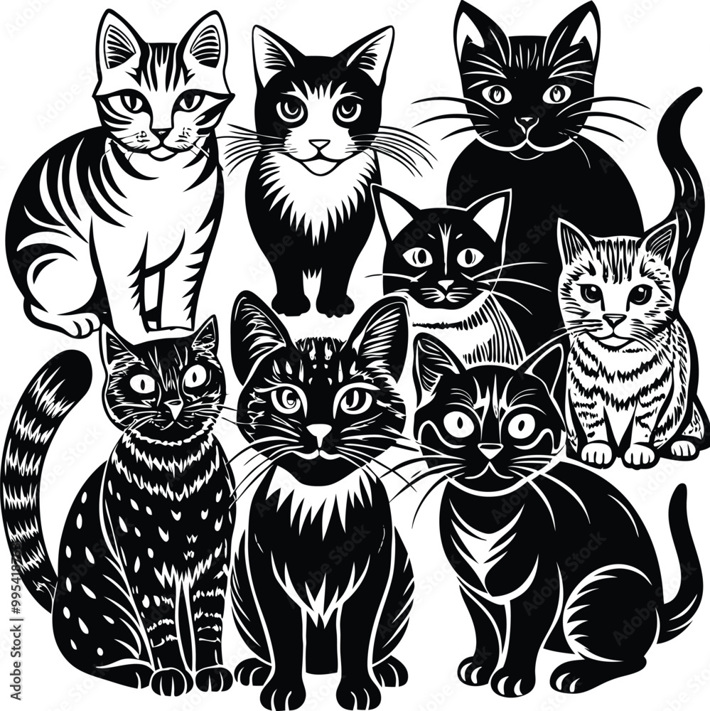 Obraz premium set of black cats