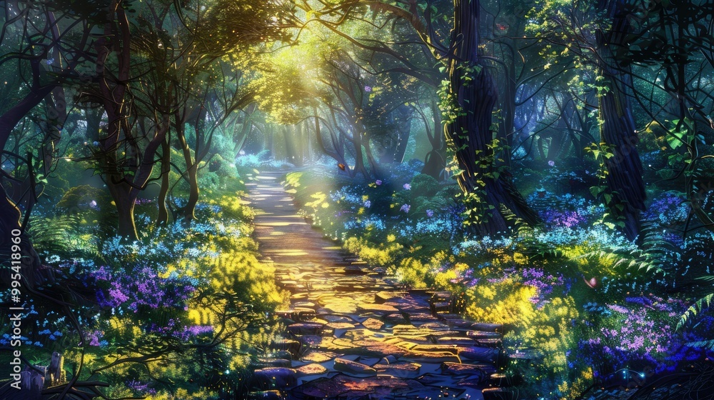 Obraz premium Vivid forest path