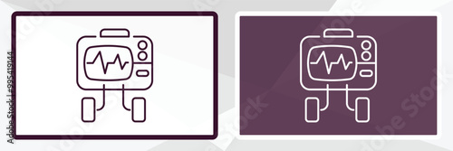 defibrillator outline icon. Linear vector from health and medical concept. Thin line white and black defibrillator icon isolated on white and dark background