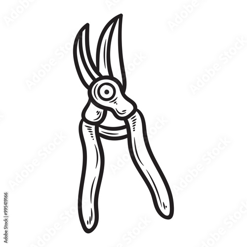 Hand Drawn Gardening Colorless - Shears