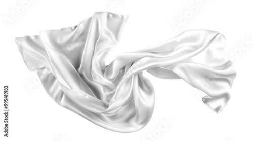 White silk satin cloth floating isolated on transparent background, png