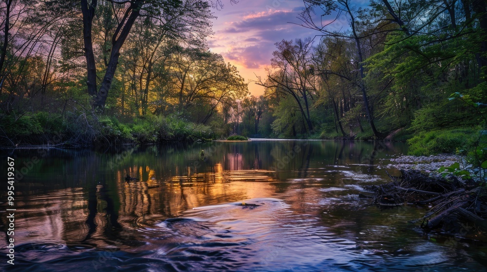 Tranquil dusk by the river Tranquil dusk by the river
