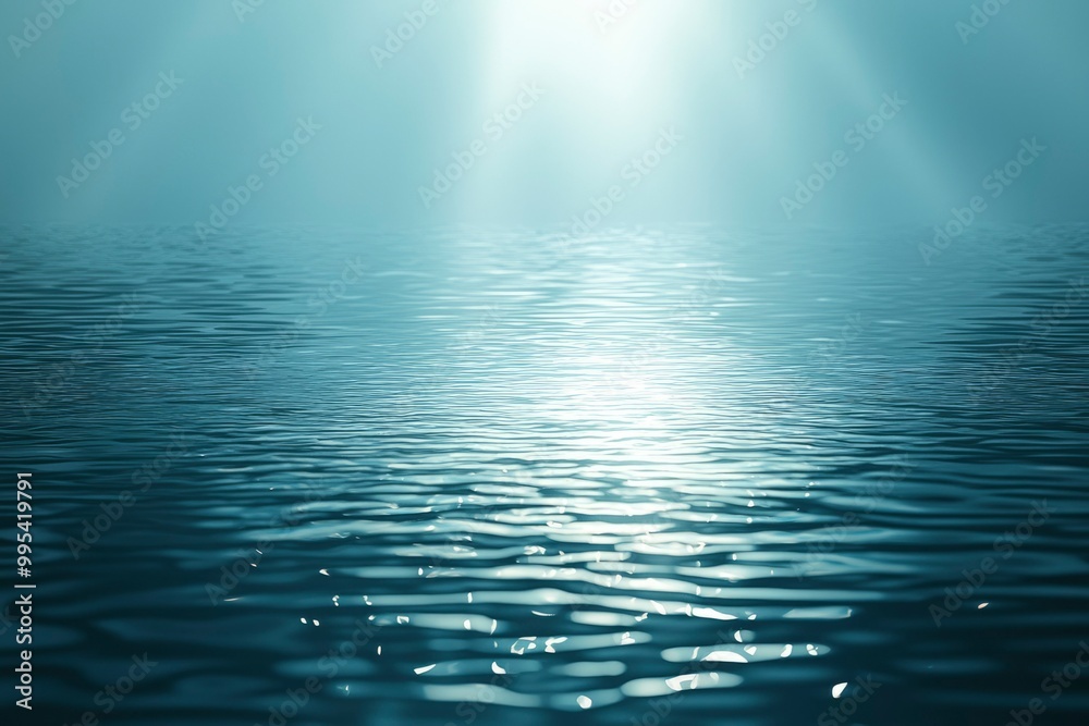 Blue Water Surface with Light Ray and Ripples Blue Water Surface with Light Ray and Ripples