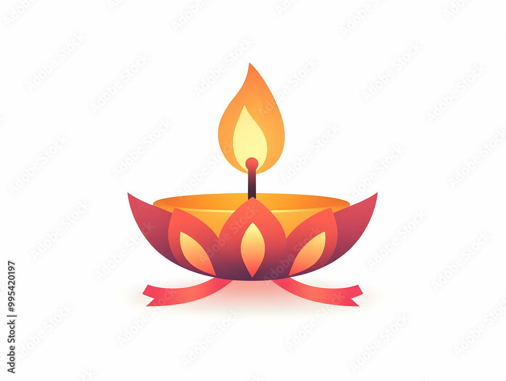 Elegant Vector of a Glowing Bhai Dooj Diya with Decorative Ribbon Isolated on White - Festive Shine and Joyful Celebration Elegant Vector of a Glowing Bhai Dooj Diya with Decorative Ribbon Isolated on White - Festive Shine and Joyful Celebration