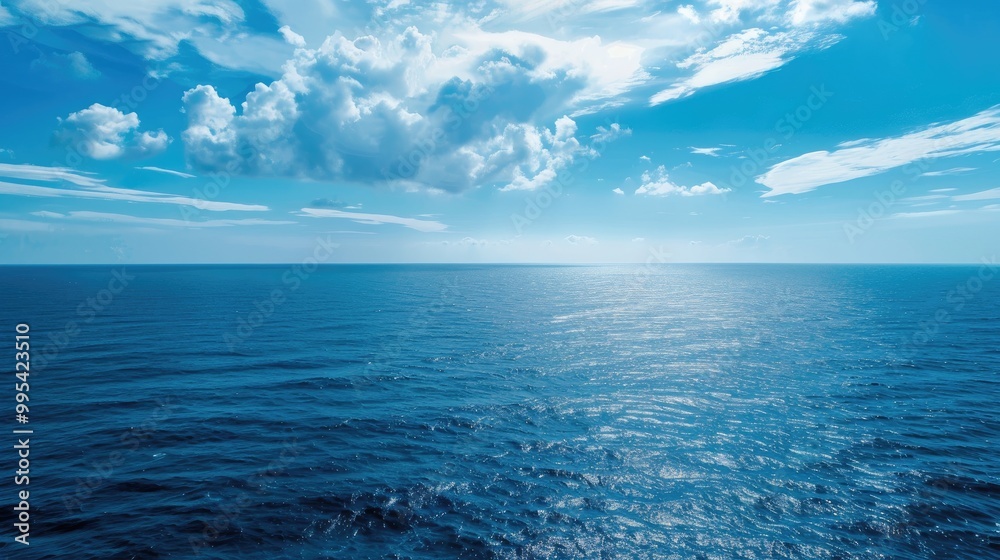 Obraz premium View of the ocean from elevated point with blue sky and sea background