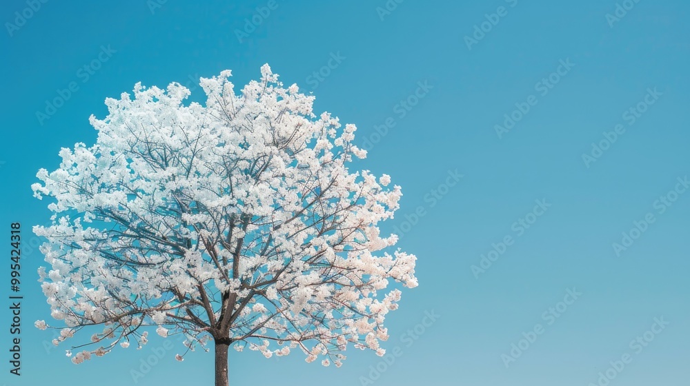 Tree in bloom against clear blue sky Tree in bloom against clear blue sky