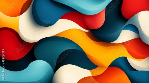 Colorful wavy abstract pattern with vibrant shapes and contrasting colors