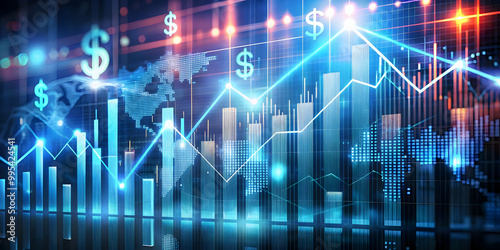 Glowing Abstract Cash Flow Art: Digital Financial Charts & Analytics Symbols for Corporate Branding and Marketing