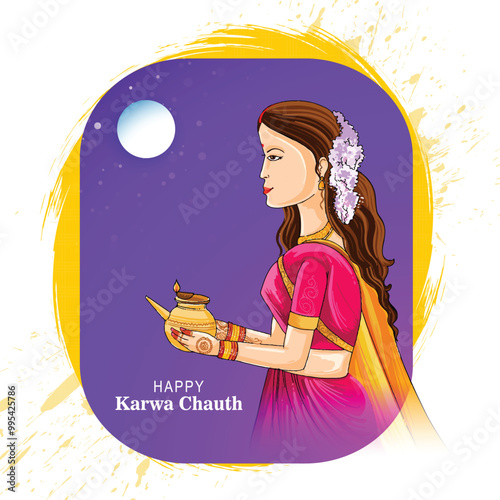 Happy karwa chauth Indian festival banner card background