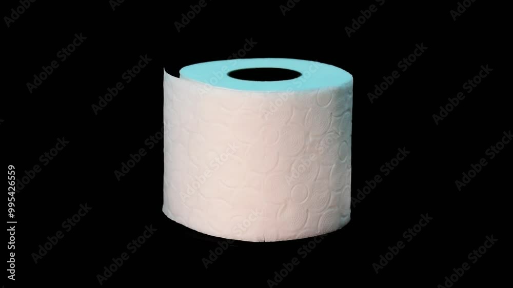 Spinning toilet paper isolated on black background Spinning toilet paper isolated on black background