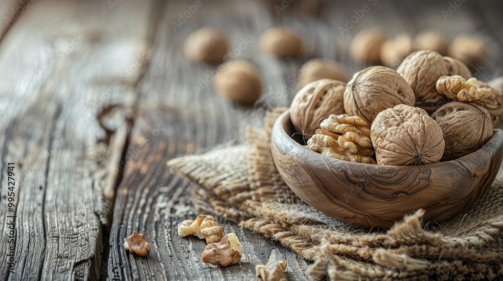 Walnuts on wood table ideal for snacking and baking Good for health cooking and diet Walnuts on wood table ideal for snacking and baking Good for health cooking and diet