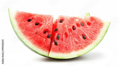 Watermelon slice on white background Summer tropical fruit