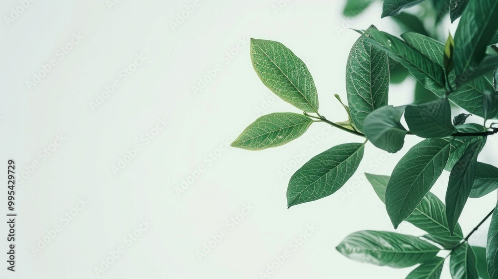 White sky with green leaf White sky with green leaf