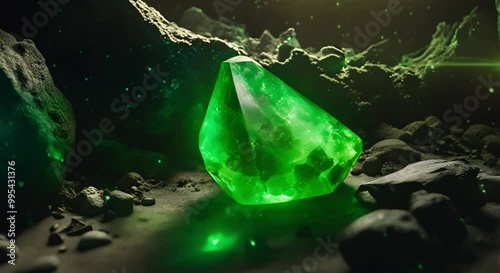 uranium crystals in the cave that emit a beautiful green light