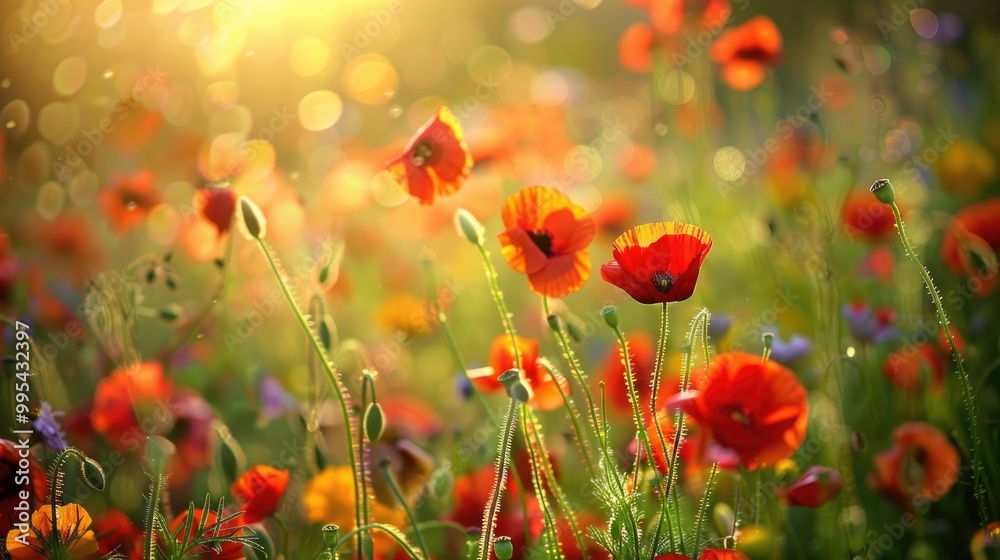 Fototapeta premium Vibrant Flowers in a Field