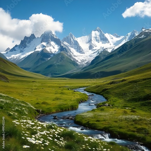 landscape with lake and mountains